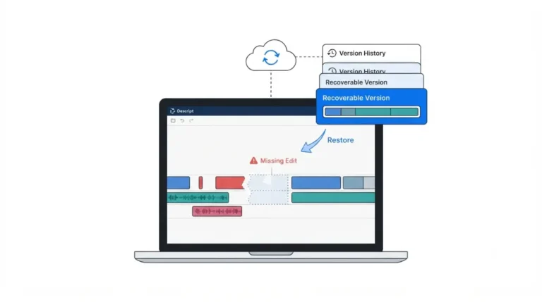 Descript edits recovery through version history and cloud backup