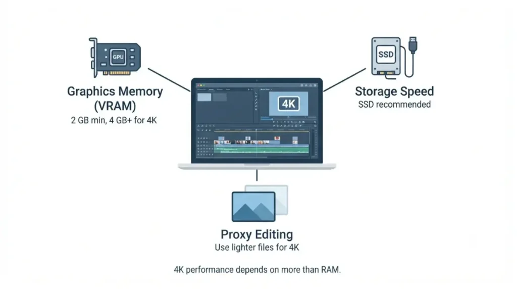 CapCut RAM and other factors affecting 4K editing performance