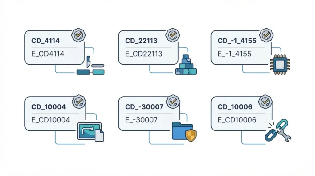 CapCut Export Error Codes map connecting six export codes with their documented troubleshooting actions