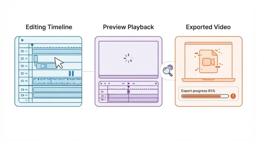 CapCut Lagging in the editing timeline, preview window, or exported video